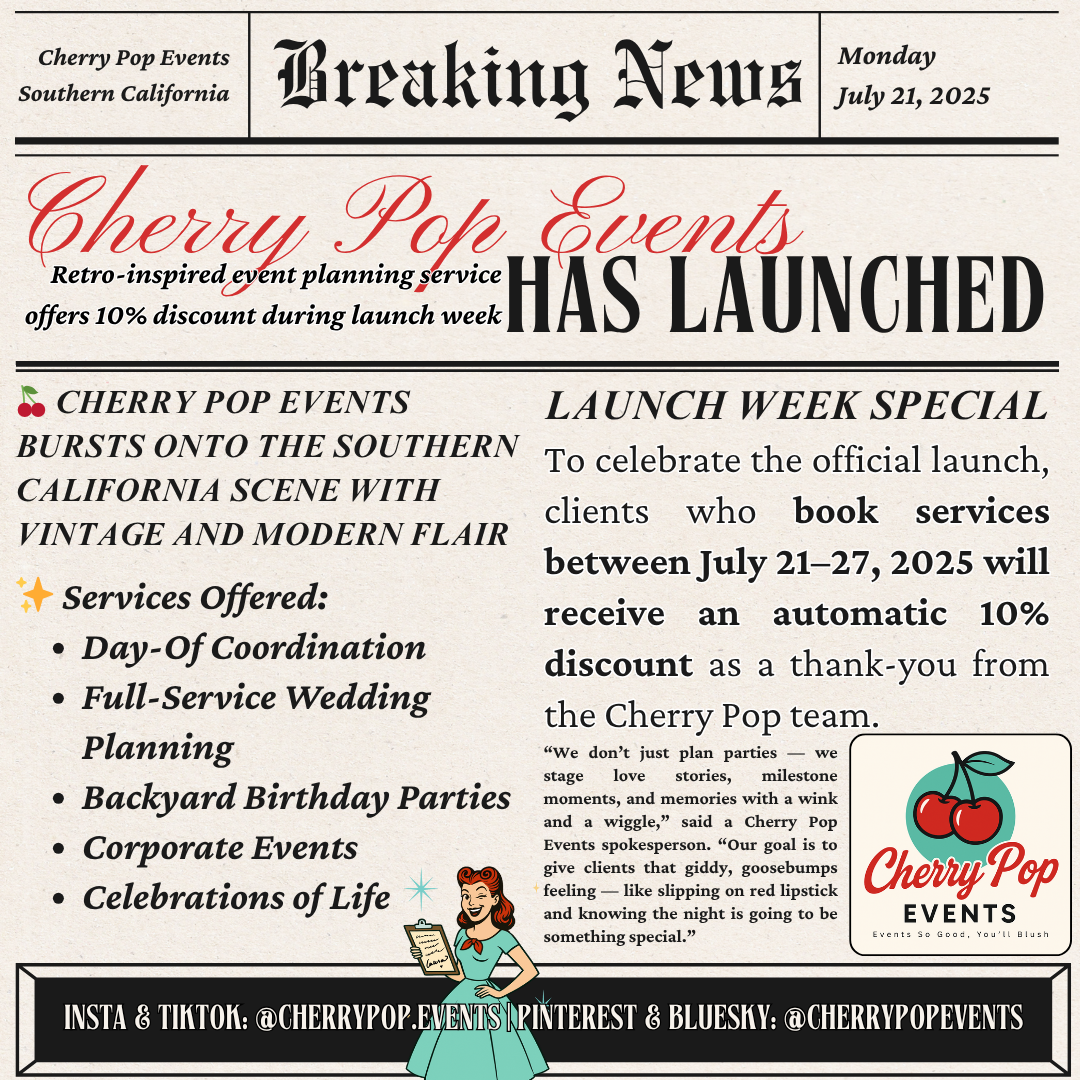 💋 Pop the Confetti, Sugar — Cherry Pop Events Has Officially Launched!