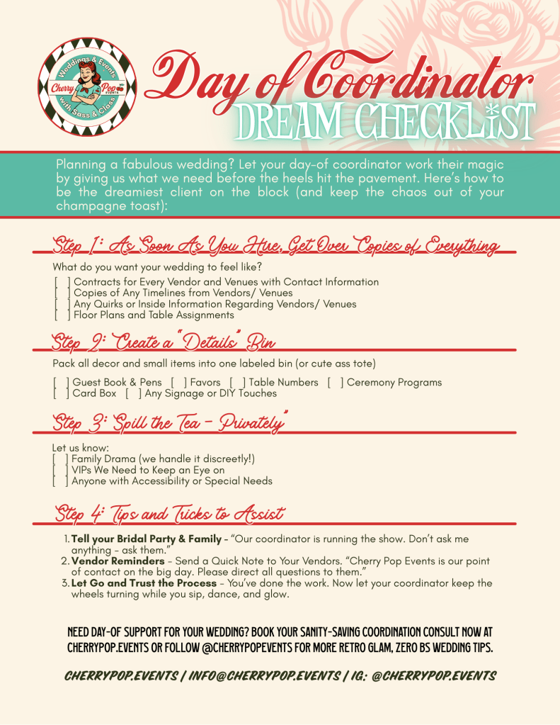 day of coordinator check list